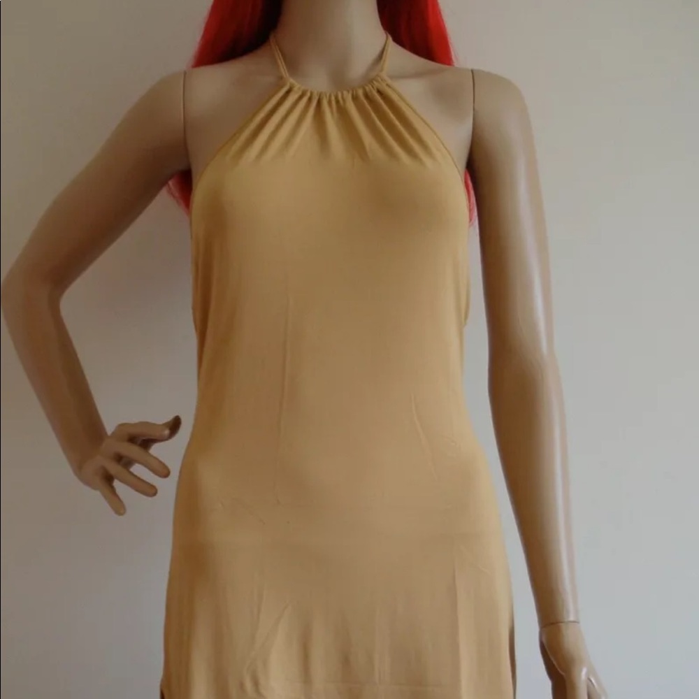 DOLCE & GABBANA HALT DRESS BEIGE SIZE SMALL
